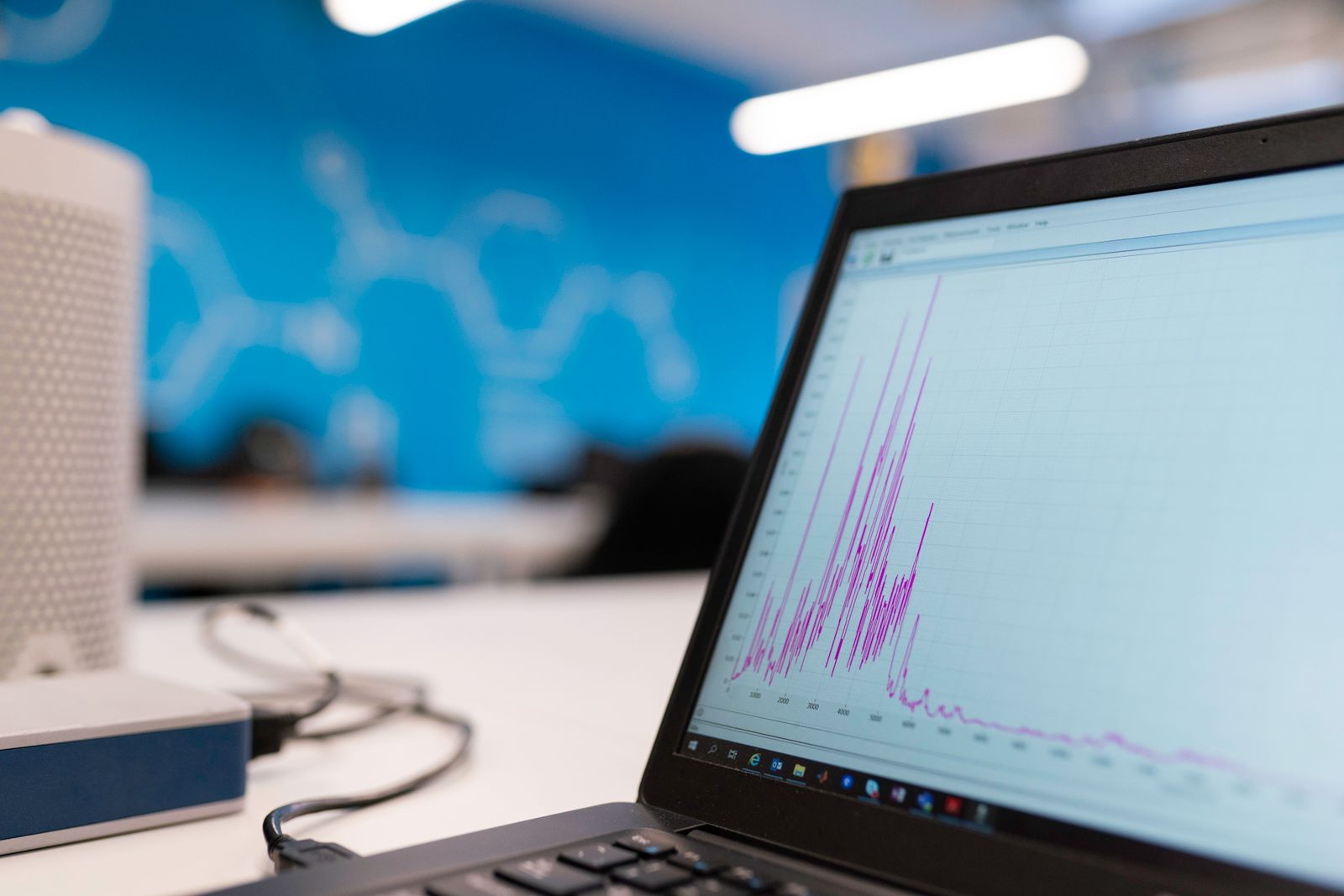 Laptop screen showing a data graph